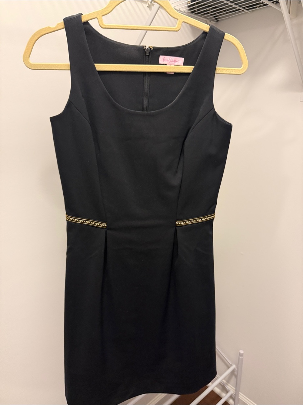 Lilly Pulitzer Black Sleeveless Sheath Dress with Gold Trim